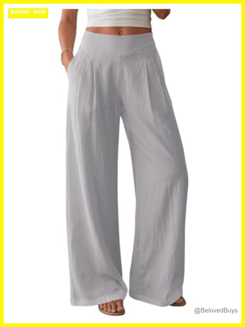 Wide Leg Linen Pants Cotton Linen Blend Elastic Waist Lounge Travel